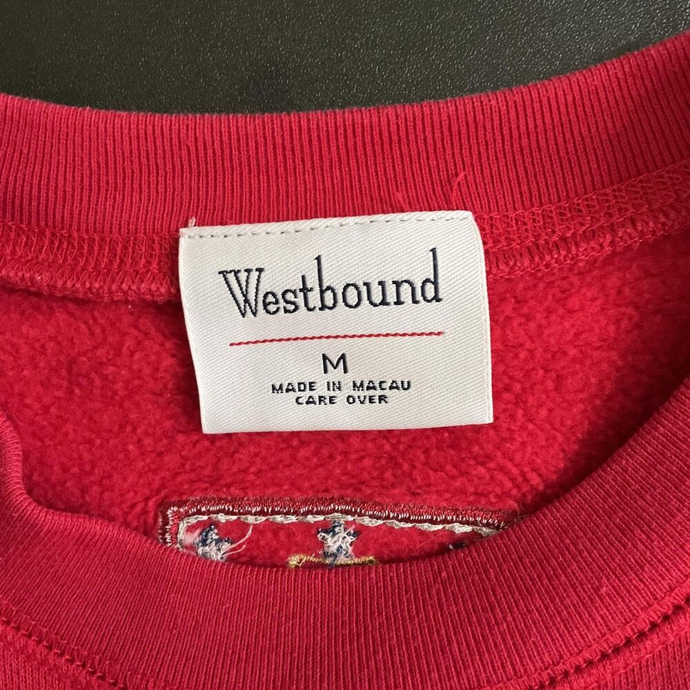 Vintage Sweatshirt Womens Medium Red Christmas Snowman Gingerbread Embroidered - Picture 6 of 10